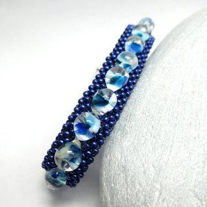 Handwoven Unicorne Boro drop glass bead bracelet